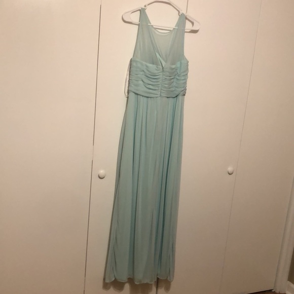 David’s Bridal Long Mint Mesh Bridesmaid Dress Size 12 - Picture 4 of 7